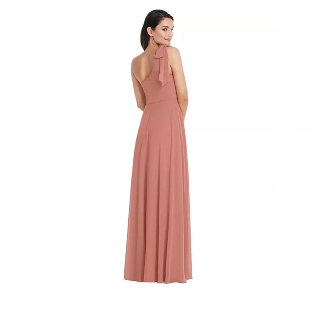 New After Six Womens Draped One-Shoulder Maxi Dress with Scarf Bow Size 4R - Picture 2 of 3